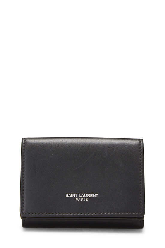Black Leather Compact Wallet, , large image number 0