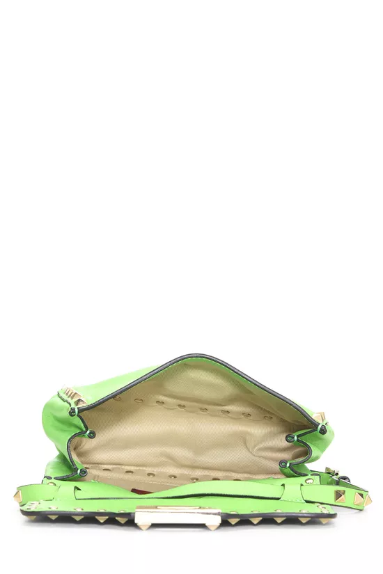 Green Leather Rockstud Flap Crossbody Bag, , large image number 5