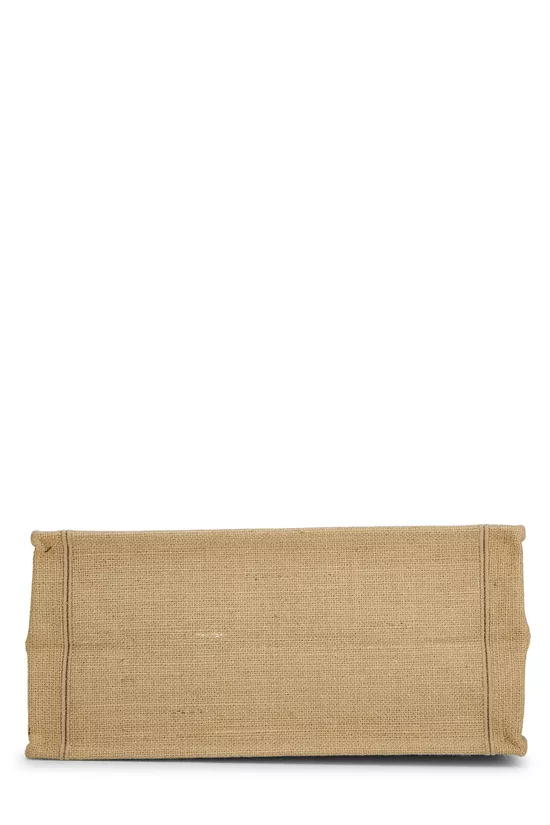 Beige Embroidered Jute Book Tote Medium, , large image number 4