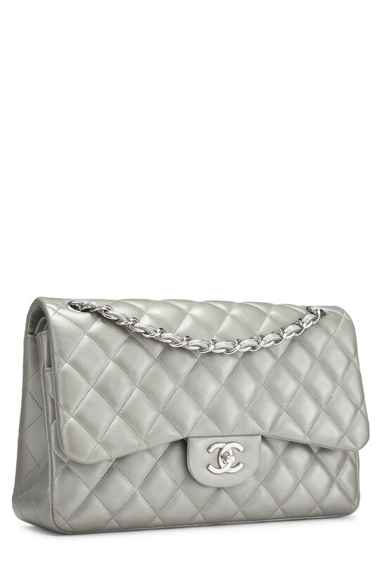 Chanel Classic Jumbo Double Flap Black Quilted Caviar Silver