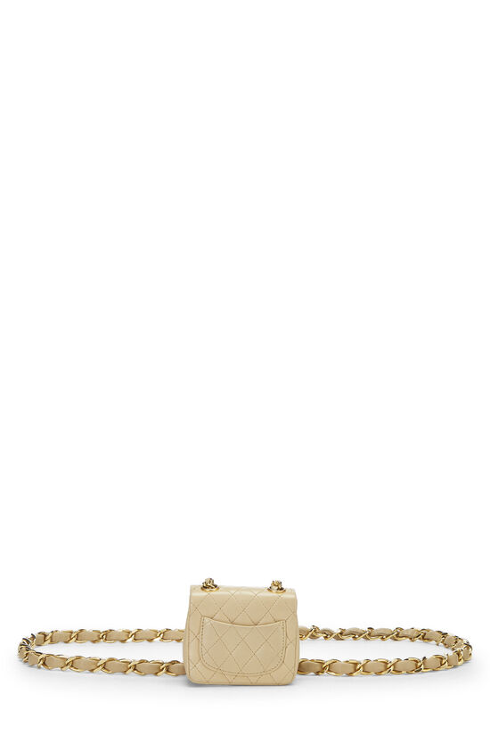 Beige Quilted Lambskin Belt Bag Micro, , large image number 3
