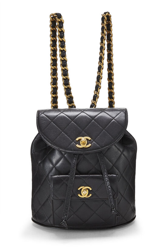 Black Quilted Lambskin 'CC' Classic Backpack Medium, , large image number 0