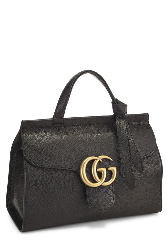 Black Leather GG Marmont Top Handle Flap Bag Small, , large image number 2