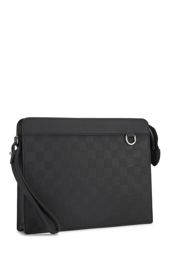 Pre-Owned Black Damier Infini Stand Pouch QJA5PDBFKB001