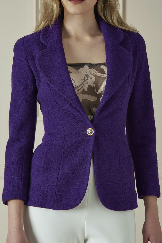 Purple Wool Single-Breasted Jacket, , large image number 2