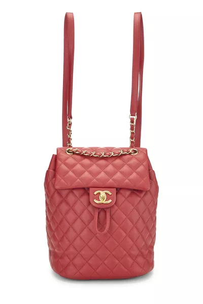 Red Quilted Lambskin Urban Spirit Backpack Small