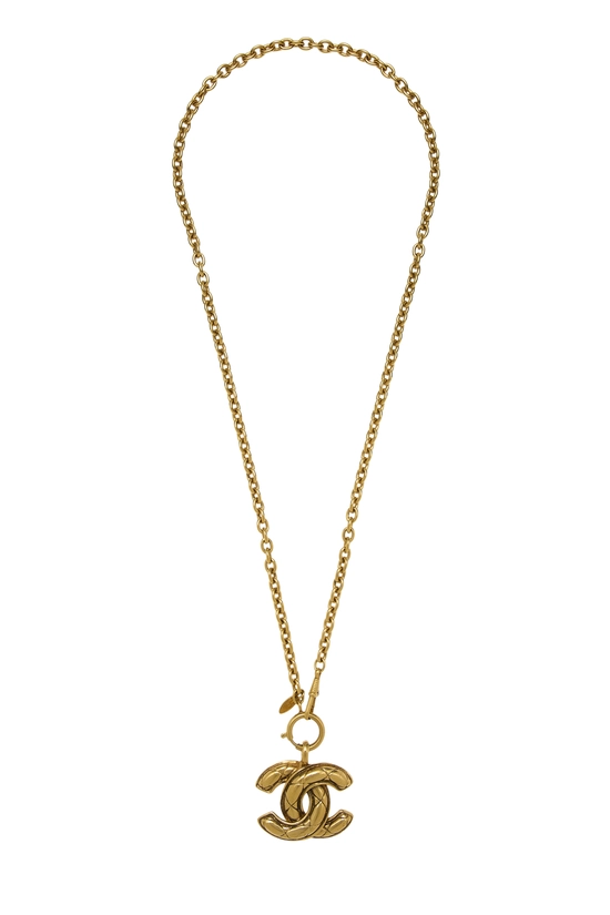Gold Quilted 'CC' Necklace Medium, , large image number 0