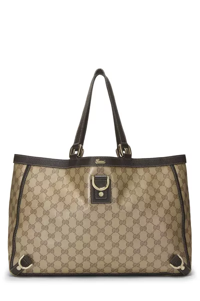 Gucci Brown Crystal Canvas D-Ring Abbey Tote