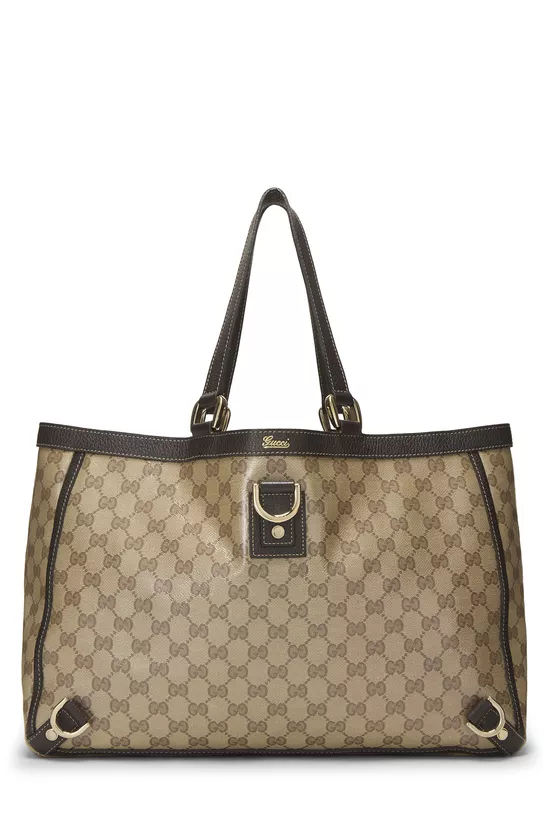 Brown Crystal Canvas D-Ring Abbey Tote, , large image number 0