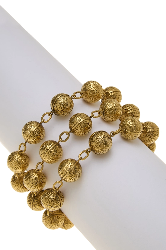 Gold Triple Strand Ball Bracelet, , large image number 0