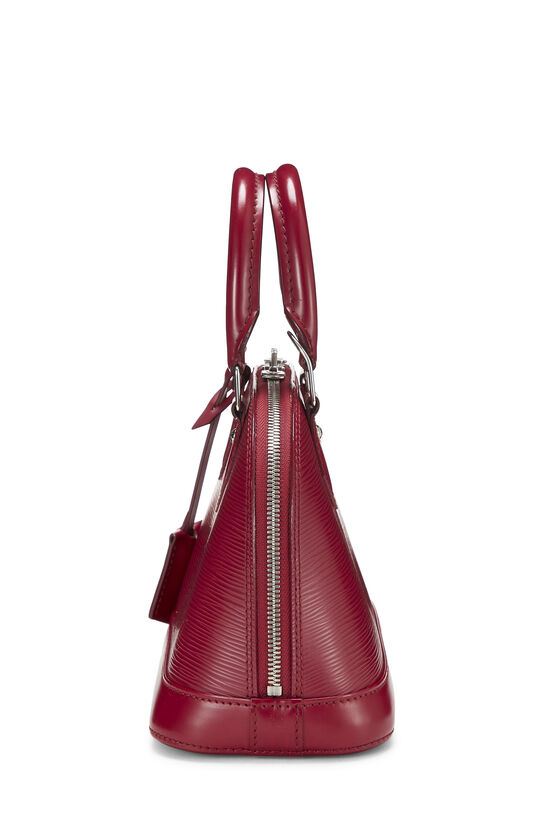 LOUIS VUITTON Alma Lisse Leather Satchel Crossbody Bag Red