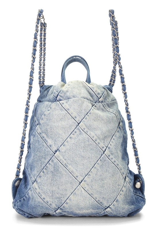 Blue Quilted Denim Chanel 22 Backpack, , large image number 3