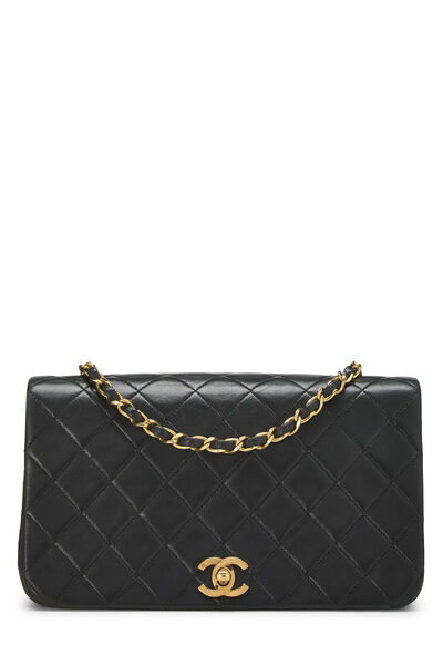 Black Quilted Lambskin Full Flap Small