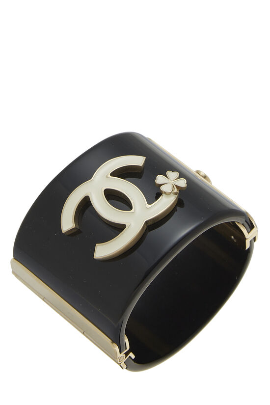 Black Acrylic 'CC' Clover Cuff, , large image number 0