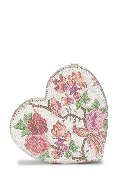 Multicolor Heart-Shaped Floral Crystal Minaudiere