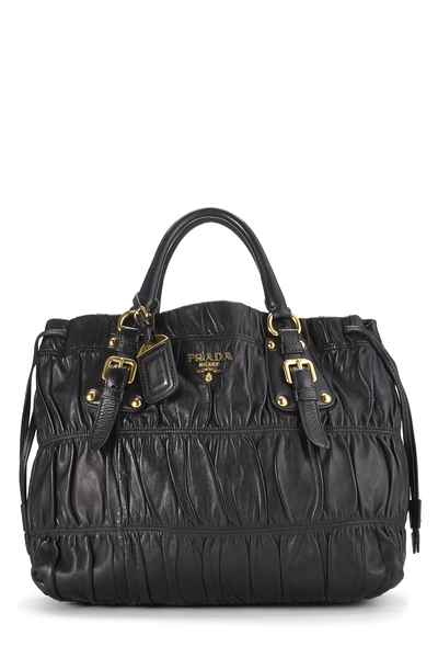 Black Nappa Gaufre Tote
