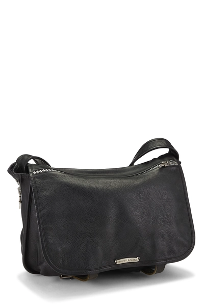 Black Leather Gun Sling Messenger, , large