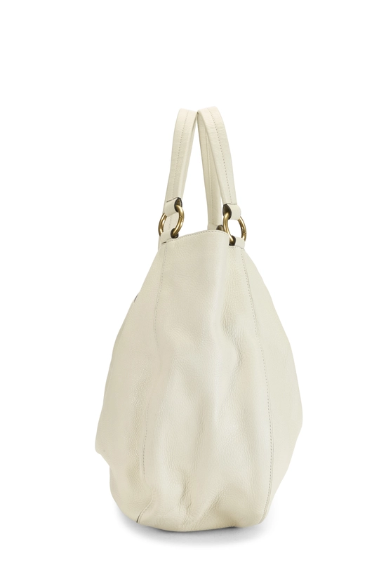 White Grained Leather Hobo, , large image number 2
