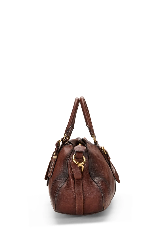 Brown Deerskin Leather Buckle Handbag, , large image number 2