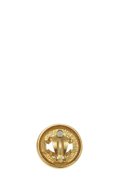 Gold 'CC' Circle Earrings, , large
