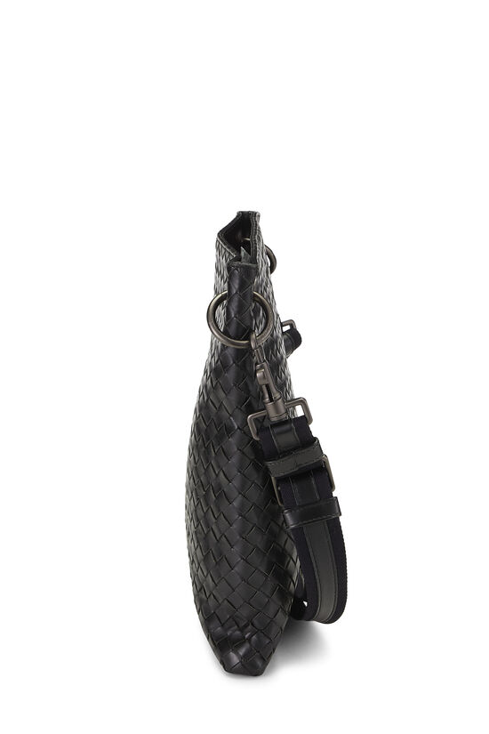 Black Intrecciato Flat Messenger Bag, , large image number 2