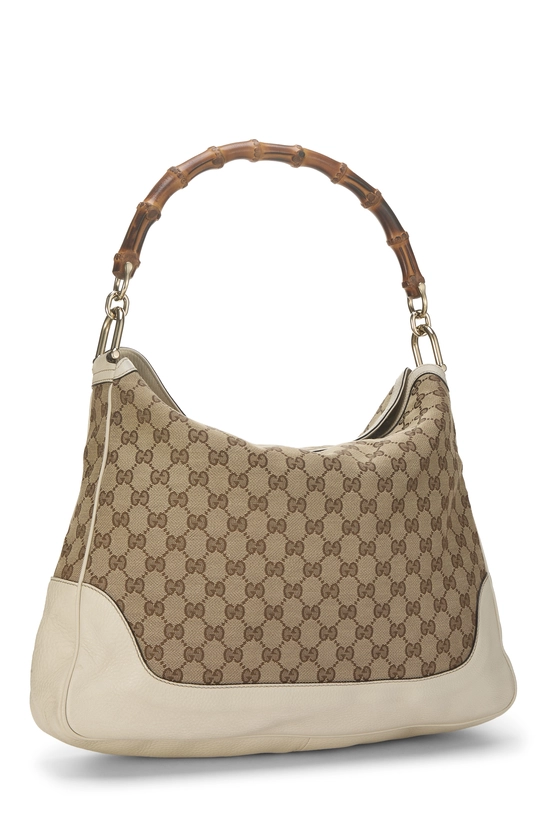White Original GG Canvas Diana Bamboo Hobo Large, , large image number 1