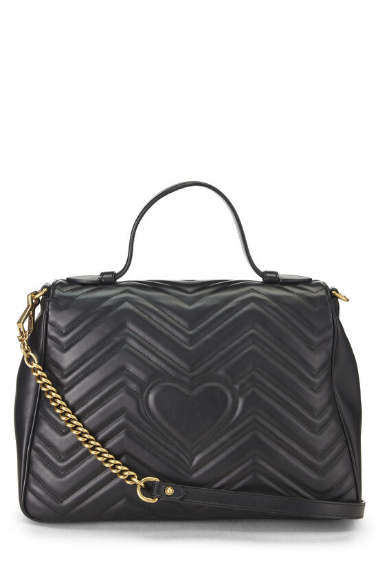 Black Leather GG Marmont Top Handle Shoulder Bag Medium, , large image number 3