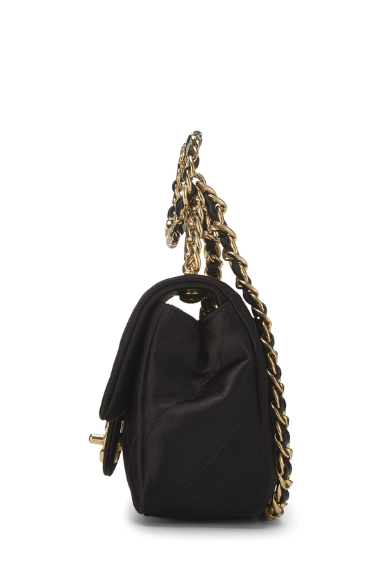 Black Satin Top Handle Flap Bag Mini, , large image number 2