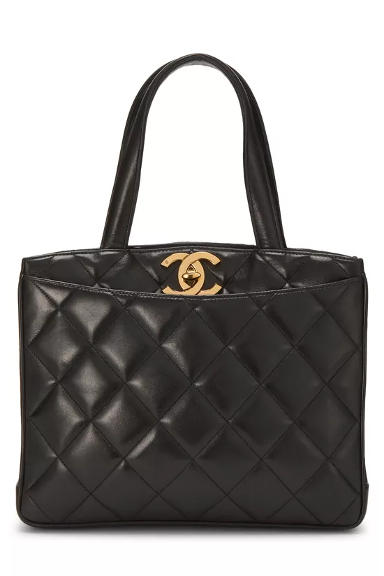 Black Lambskin Turnlock Tote Medium, , large image number 0