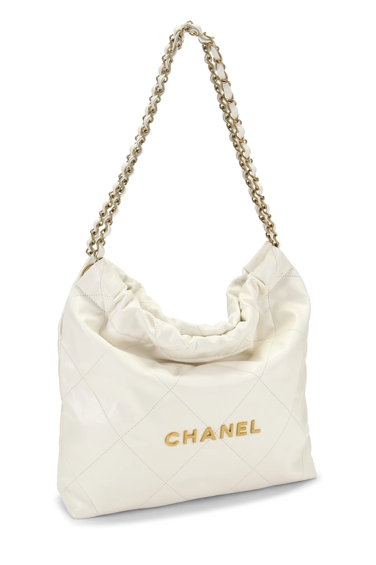 White Calfskin Chanel 22 Hobo Small, , large image number 1
