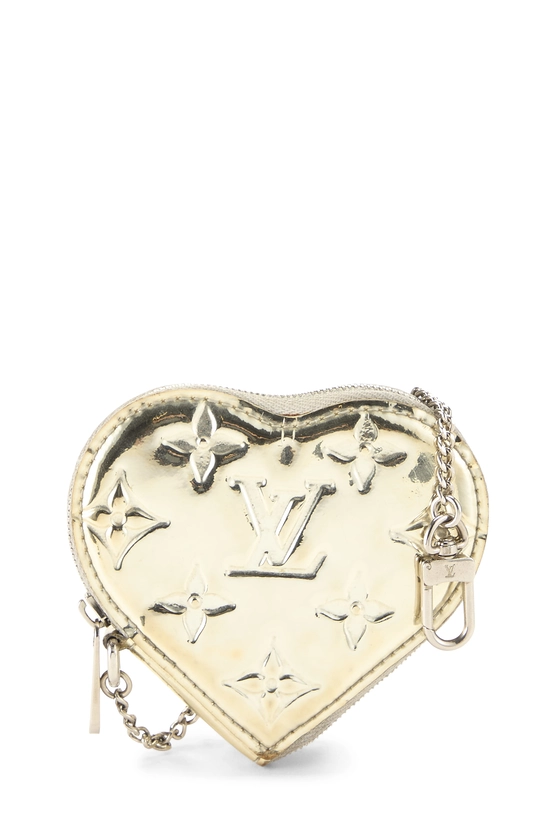 Silver Monogram Miroir Heart Coin Purse, , large image number 0