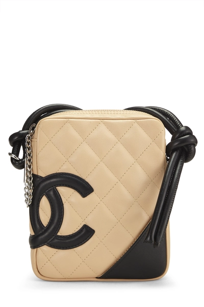 Beige Quilted Calfskin Cambon Shoulder Bag Mini