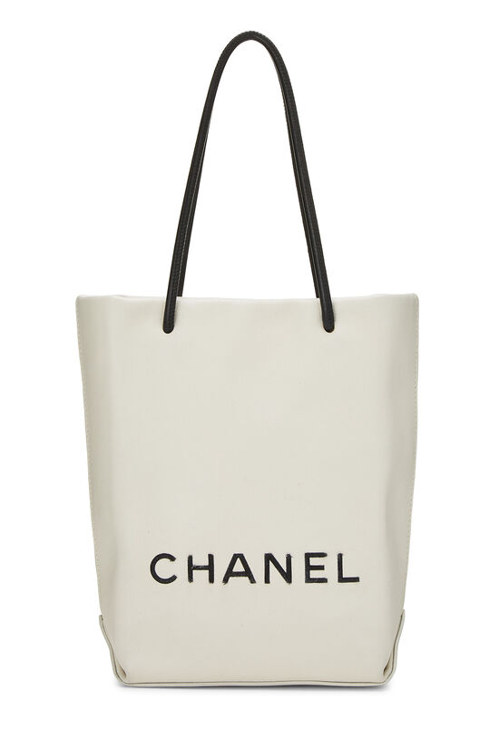 White Leather Essential Rue Cambon Shopping Tote Small, , large image number 0