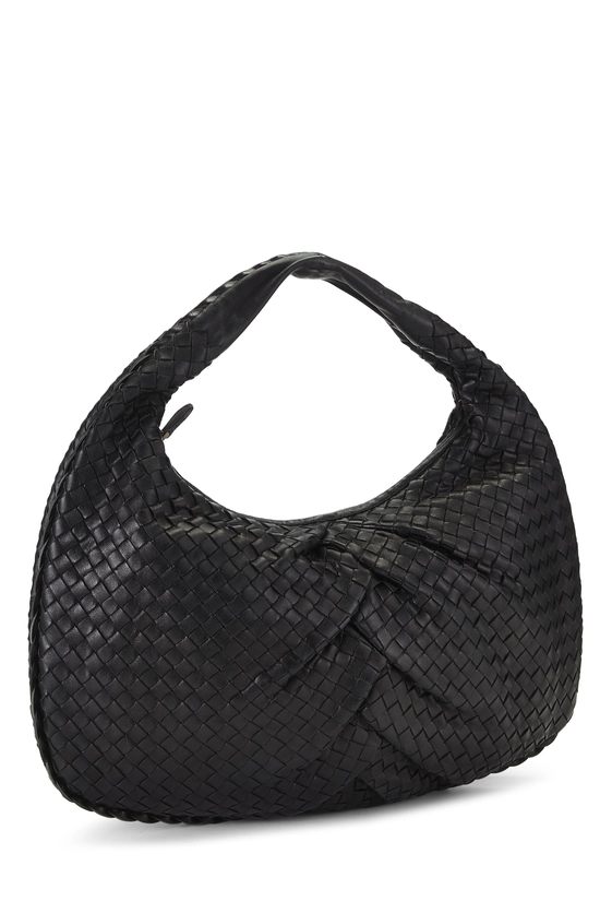 Black Pleated Intrecciato Veneta Hobo Medium, , large image number 1