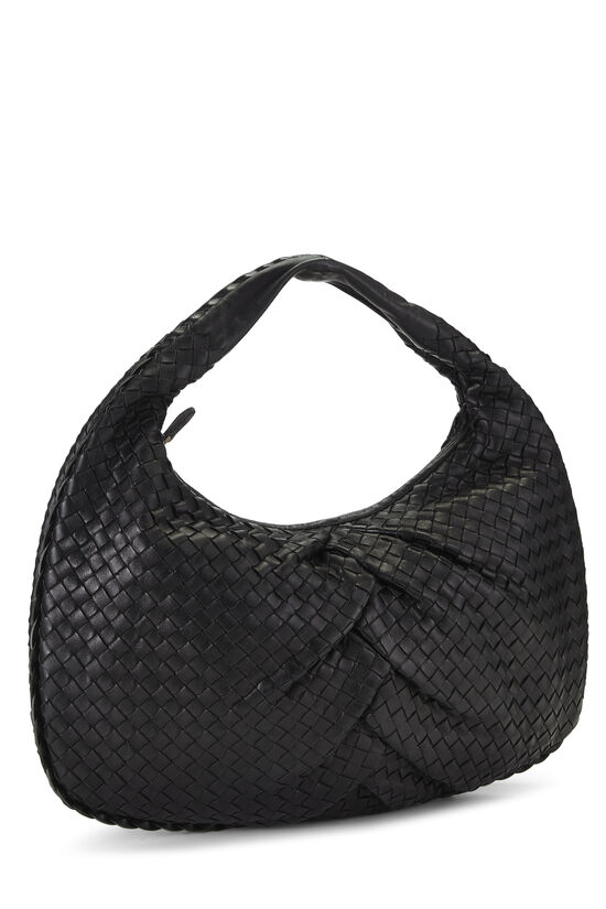Black Pleated Intrecciato Veneta Hobo Medium, , large image number 1