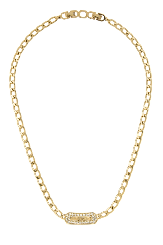 Gold Crystal 'CD' Necklace, , large image number 0