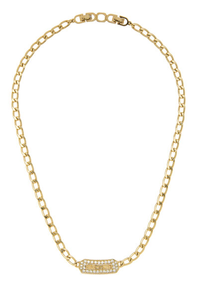Gold Crystal 'CD' Necklace