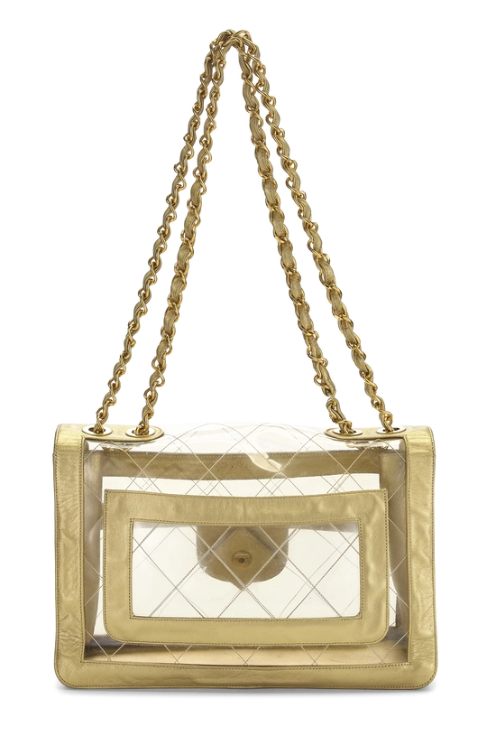 Gold PVC Flap Bag, , large image number 3