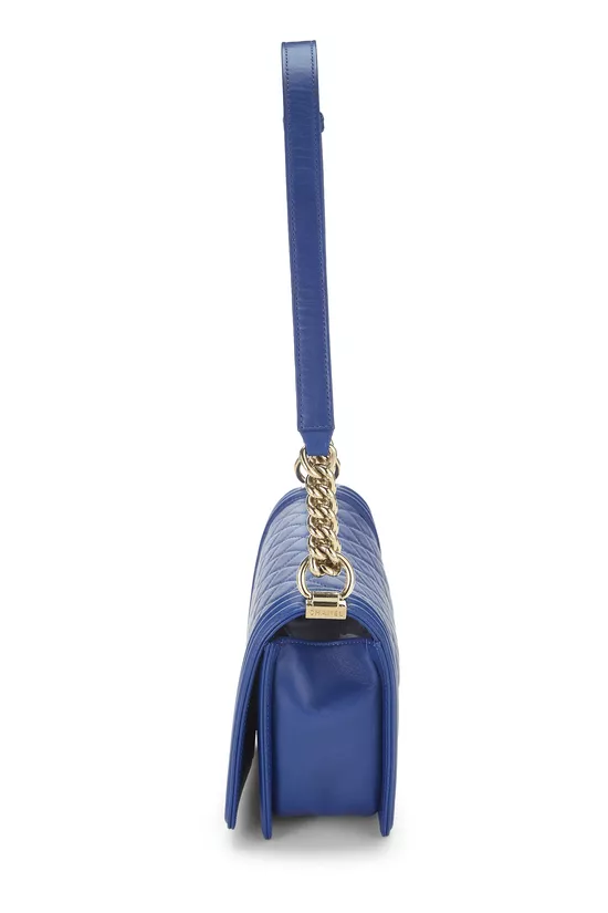 Blue Quilted Lambskin Boy Bag Medium, , large image number 2