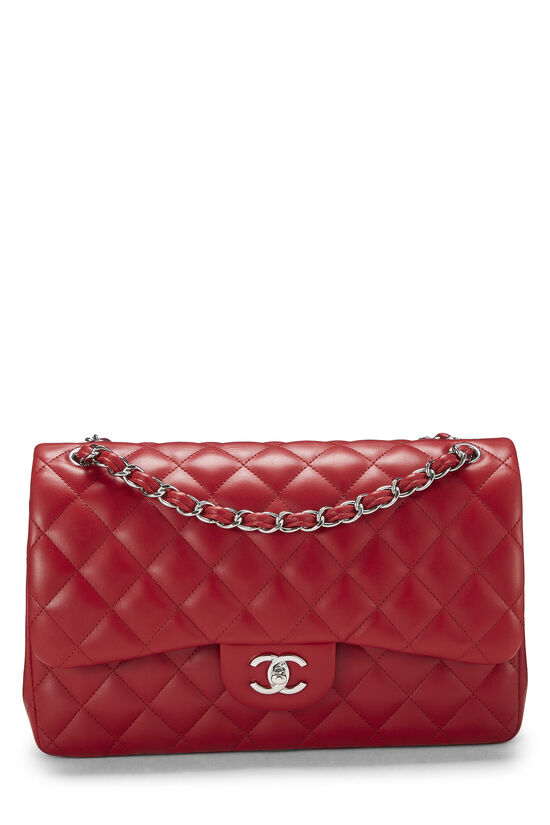 Red Quilted Lambskin New Classic Double Flap Jumbo, , large image number 0