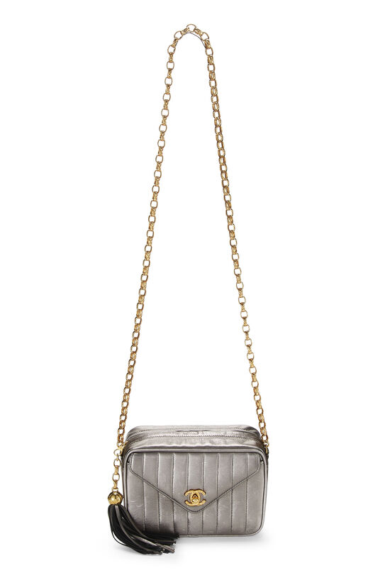 Chanel Silver Quilted Lambskin Envelope Camera Bag Mini