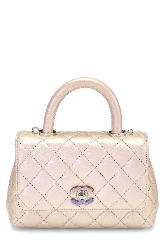 Iridescent Pink Quilted Caviar Coco Handle Bag Mini, , large image number 0