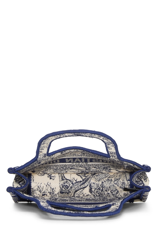 Navy Canvas Embroidered Toile De Jouy Book Tote Mini, , large image number 5