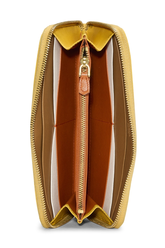 Yellow Saffiano Zip Around Wallet, , large image number 3