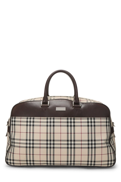 Burberry Brown House Check Nylon Bowler Medium