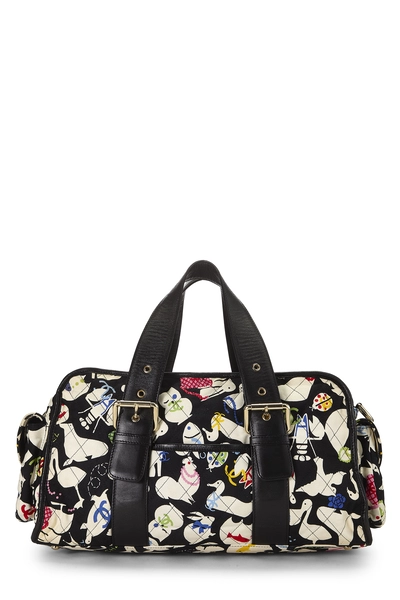 Black Canvas Baby Animals Diaper Bag
