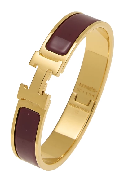 Burgundy Enamel Clic-Clac 'H' Bracelet Narrow