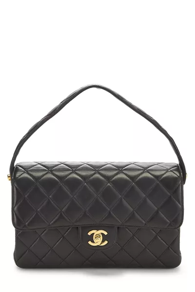 Black Quilted Lambskin Double Sided Classic Flap Medium