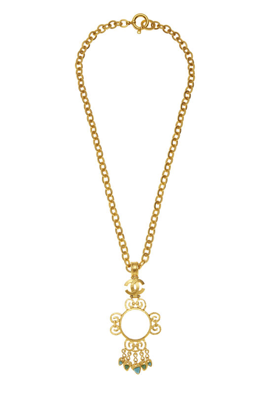 Gold & Turquoise Charm Loupe Necklace, , large image number 0