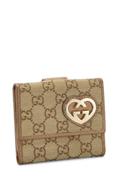 Gold Original GG Lurex Lovely Heart Continental Wallet, , large
